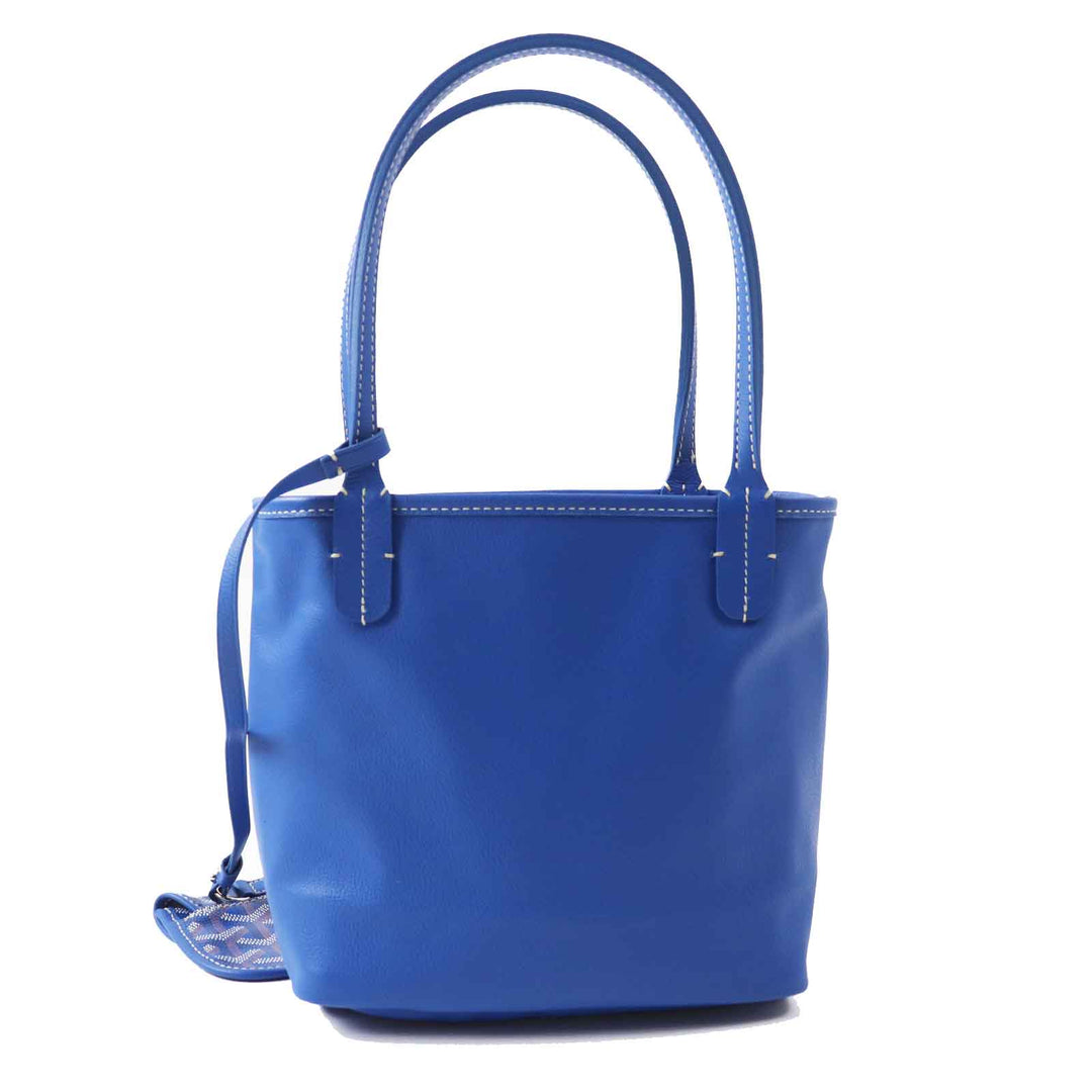 GOYARD Tote Bag Main: Leather sky blue Anju Mini Women Used Authentic