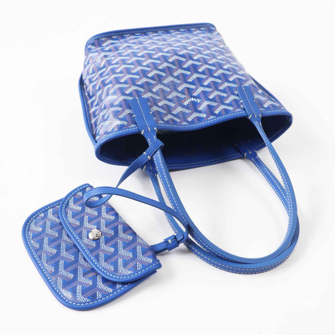 GOYARD Tote Bag Main: Leather sky blue Anju Mini Women Used Authentic