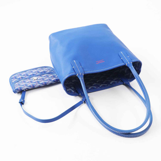 GOYARD Tote Bag Main: Leather sky blue Anju Mini Women Used Authentic