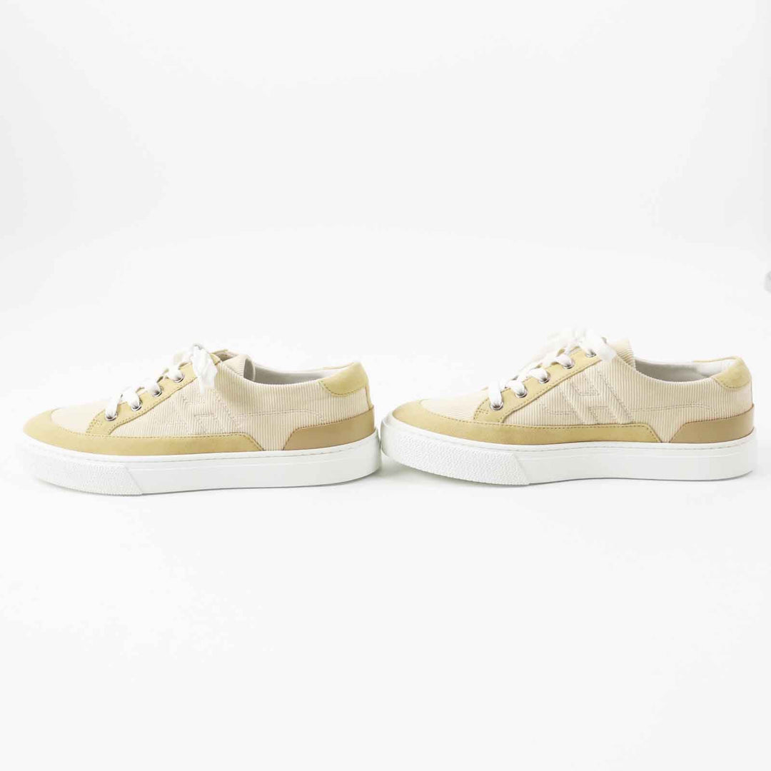 HERMES sneakers Main: Corduroy, Main: Suede leather Beige white deep Women 39 Used Authentic