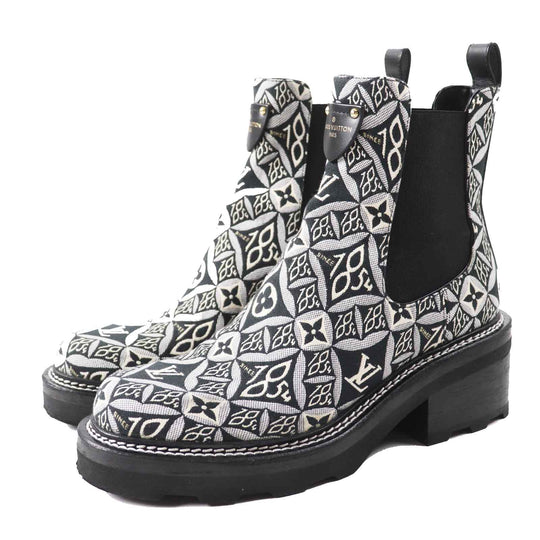 LOUIS VUITTON Ankle boots Jacquard, Leather Multi since 1854 LV Bobble Line Women 39 1/2 Used Authentic
