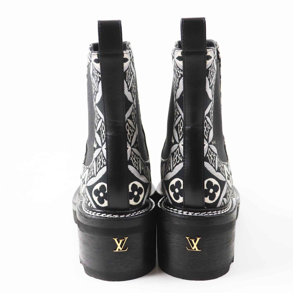 LOUIS VUITTON Ankle boots Jacquard, Leather Multi since 1854 LV Bobble Line Women 39 1/2 Used Authentic