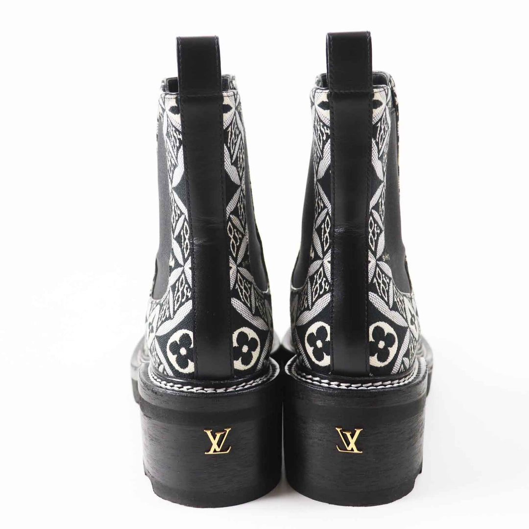 LOUIS VUITTON Ankle boots Jacquard, Leather Multi since 1854 LV Bobble Line Women 39 1/2 Used Authentic