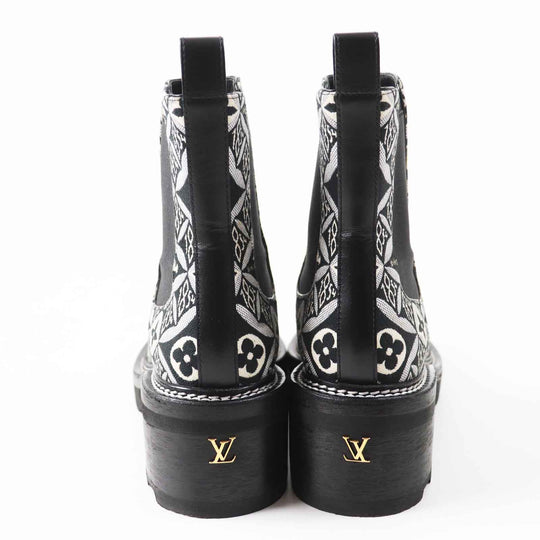 LOUIS VUITTON Ankle boots Jacquard, Leather Multi since 1854 LV Bobble Line Women 39 1/2 Used Authentic