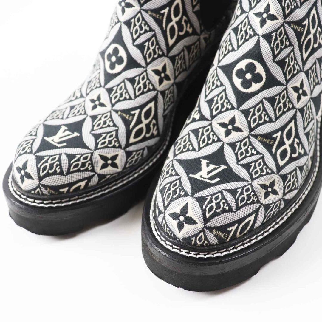 LOUIS VUITTON Ankle boots Jacquard, Leather Multi since 1854 LV Bobble Line Women 39 1/2 Used Authentic