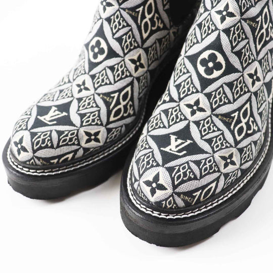 LOUIS VUITTON Ankle boots Jacquard, Leather Multi since 1854 LV Bobble Line Women 39 1/2 Used Authentic