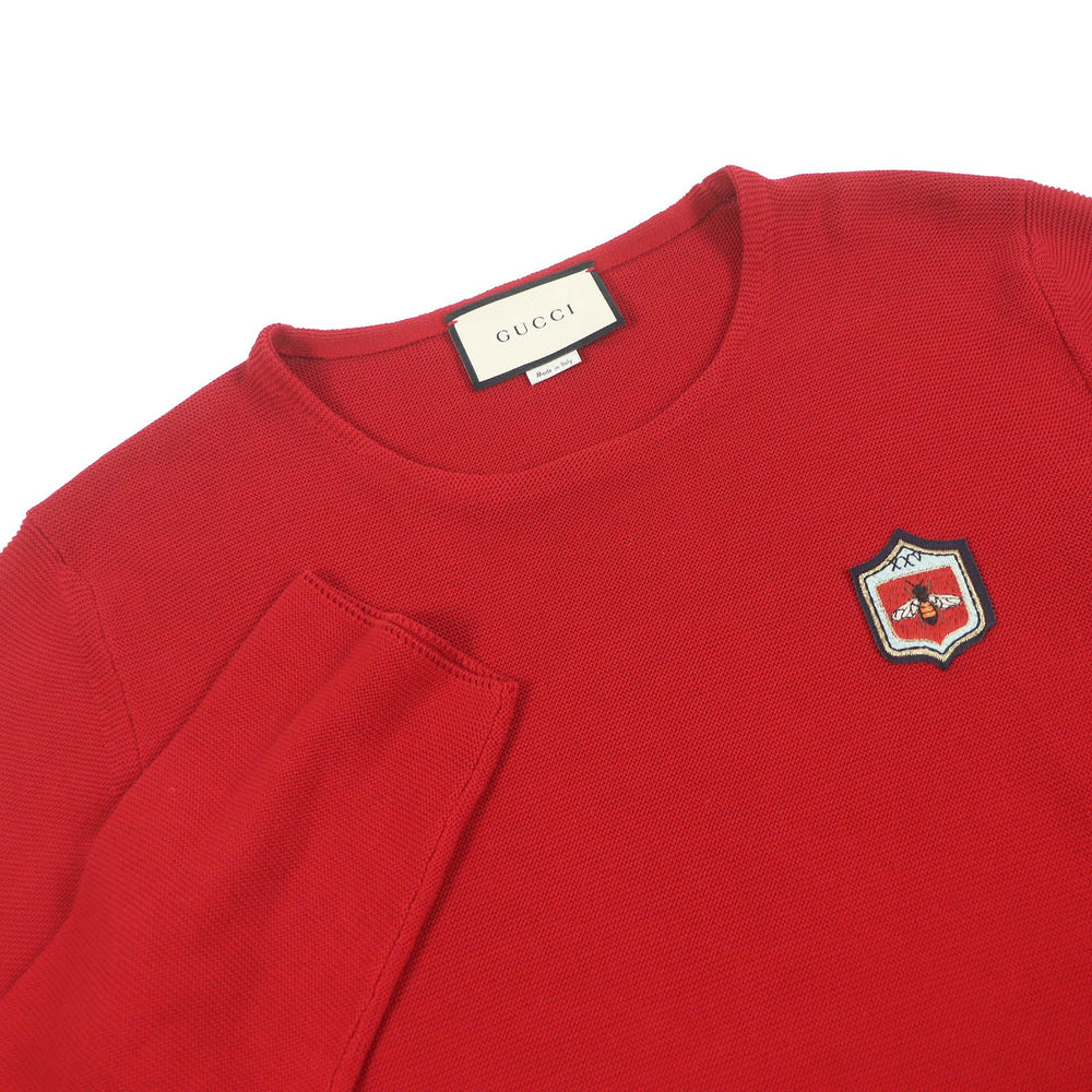 GUCCI knit 496449 Main: 100% cotton, some metal fibers, some polyester, some rayon Red mens L Used Authentic