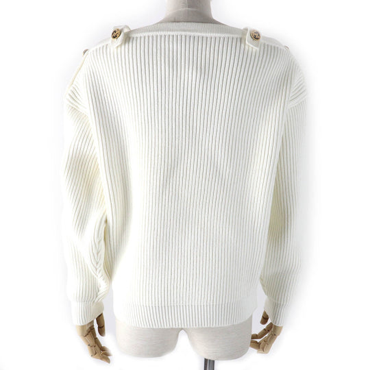 LOUIS VUITTON knit Main: 54% cotton, 43% polyester, 2% polyamide, 1% polyurethane white Nautical Shoulder Detail Knit Women M Used Authentic