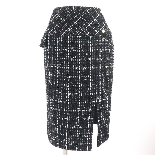 CHANEL Tight Skirt P65335 Outer material: 31% wool, Outer material: 28% acrylic, Outer material: 23% cotton, Outer material: 10% polyamide, Outer material: 8% polyester Black White Women 34 Used Authentic