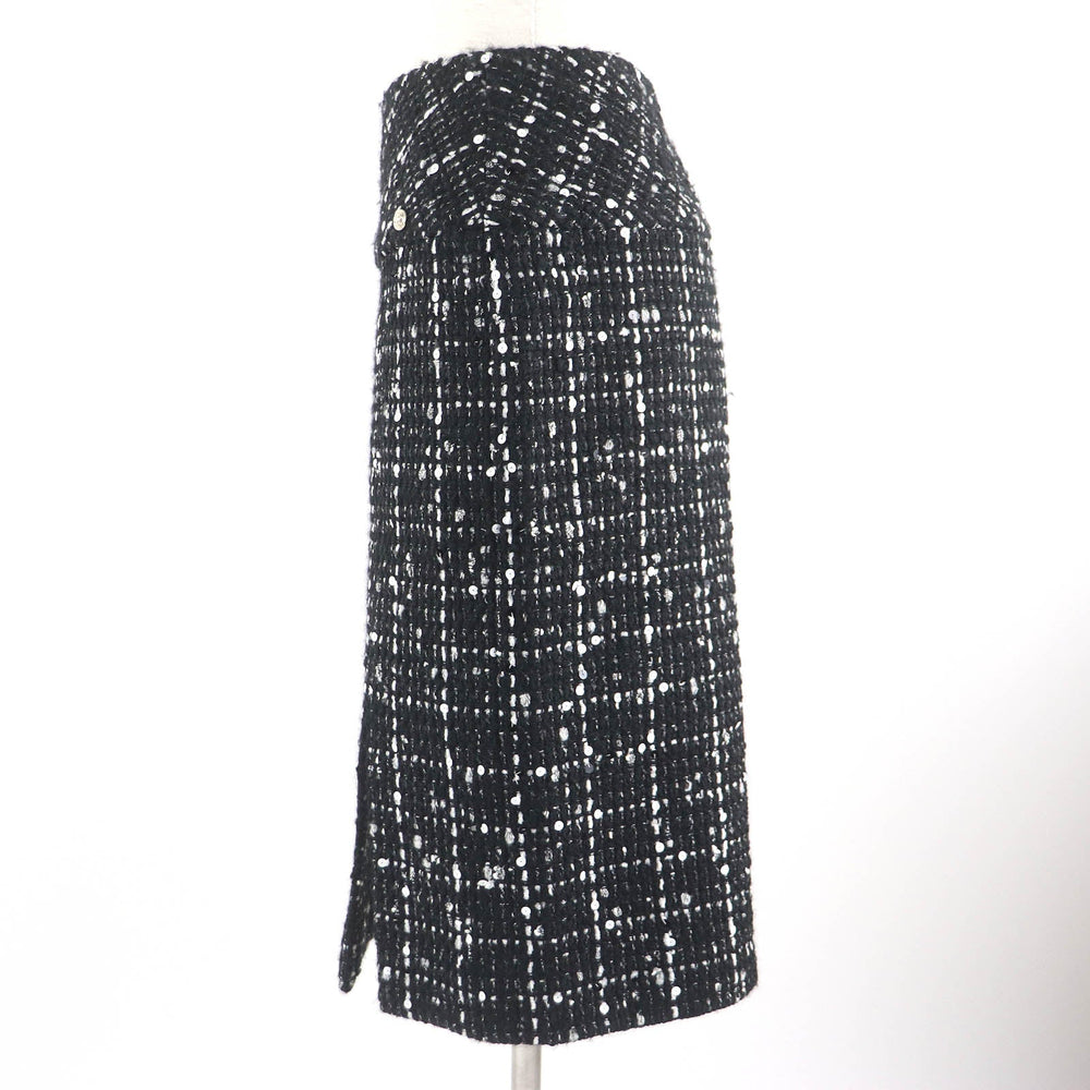 CHANEL Tight Skirt P65335 Outer material: 31% wool, Outer material: 28% acrylic, Outer material: 23% cotton, Outer material: 10% polyamide, Outer material: 8% polyester Black White Women 34 Used Authentic