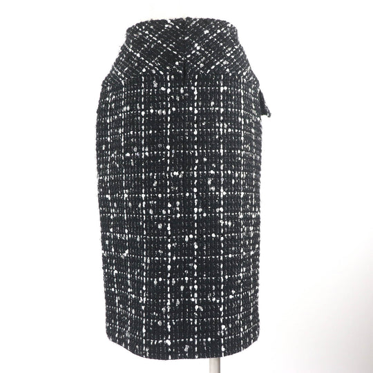 CHANEL Tight Skirt P65335 Outer material: 31% wool, Outer material: 28% acrylic, Outer material: 23% cotton, Outer material: 10% polyamide, Outer material: 8% polyester Black White Women 34 Used Authentic