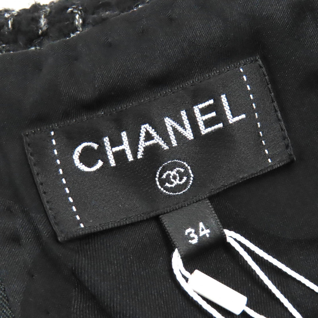 CHANEL Tight Skirt P65335 Outer material: 31% wool, Outer material: 28% acrylic, Outer material: 23% cotton, Outer material: 10% polyamide, Outer material: 8% polyester Black White Women 34 Used Authentic