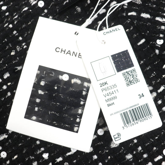 CHANEL Tight Skirt P65335 Outer material: 31% wool, Outer material: 28% acrylic, Outer material: 23% cotton, Outer material: 10% polyamide, Outer material: 8% polyester Black White Women 34 Used Authentic