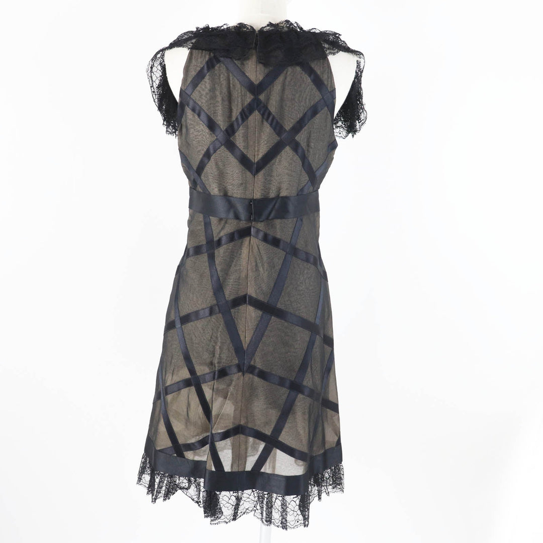 CHANEL one piece 07P P30570 Main: 100% silk, Part: 100% silk Black beige Women 38 Used Authentic
