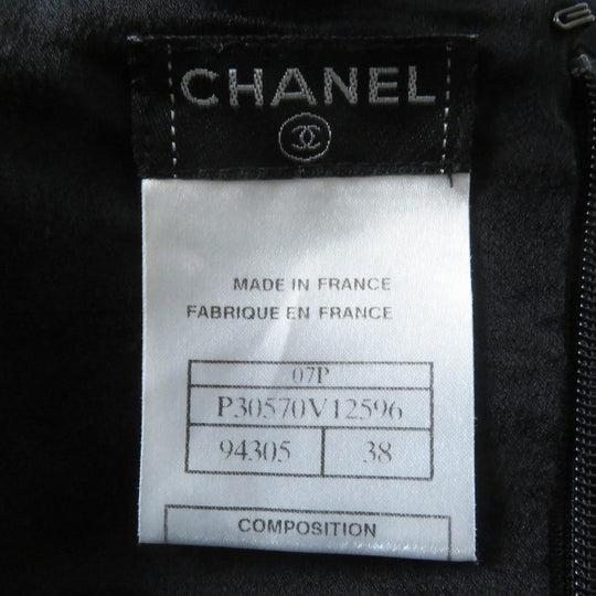 CHANEL one piece 07P P30570 Main: 100% silk, Part: 100% silk Black beige Women 38 Used Authentic