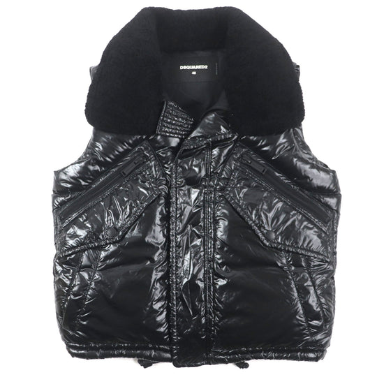 DSQUARED2 Down vest S71FB0292 Outer: 100% nylon, Lining: 100% nylon, Filling: 80% down, Filling: 20% feather, Fur: Mouton black mens 48 Used Authentic