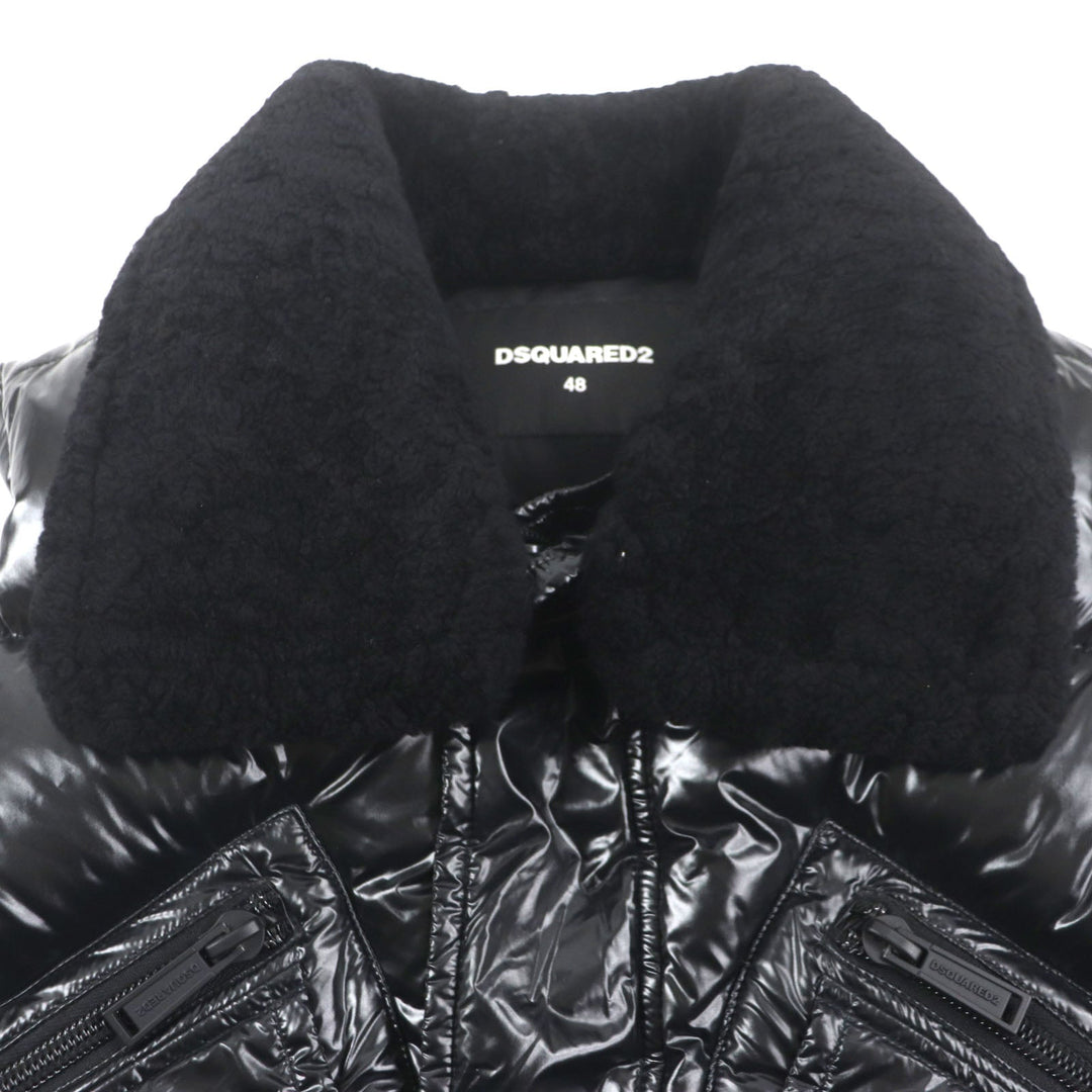 DSQUARED2 Down vest S71FB0292 Outer: 100% nylon, Lining: 100% nylon, Filling: 80% down, Filling: 20% feather, Fur: Mouton black mens 48 Used Authentic