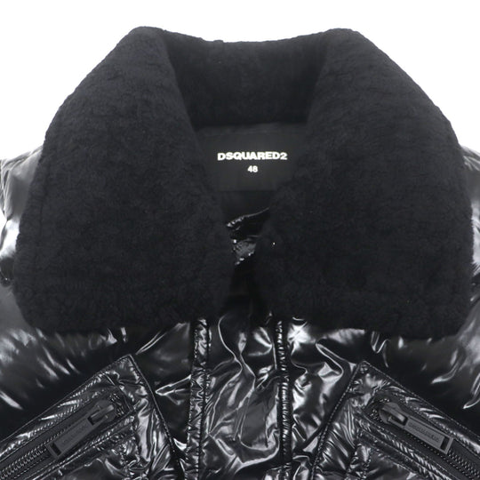 DSQUARED2 Down vest S71FB0292 Outer: 100% nylon, Lining: 100% nylon, Filling: 80% down, Filling: 20% feather, Fur: Mouton black mens 48 Used Authentic