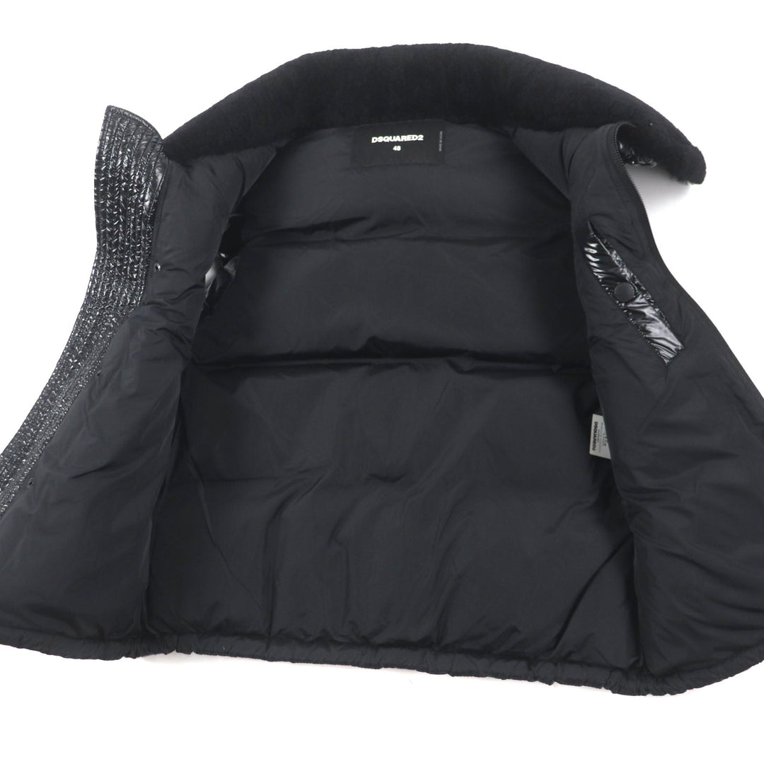 DSQUARED2 Down vest S71FB0292 Outer: 100% nylon, Lining: 100% nylon, Filling: 80% down, Filling: 20% feather, Fur: Mouton black mens 48 Used Authentic