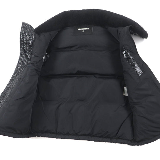 DSQUARED2 Down vest S71FB0292 Outer: 100% nylon, Lining: 100% nylon, Filling: 80% down, Filling: 20% feather, Fur: Mouton black mens 48 Used Authentic