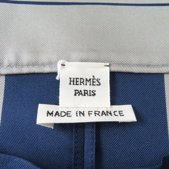 HERMES tops Main: 100% silk Gray navy Women 36 Used Authentic