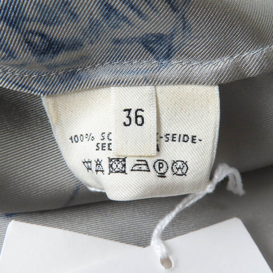 HERMES tops Main: 100% silk Gray navy Women 36 Used Authentic