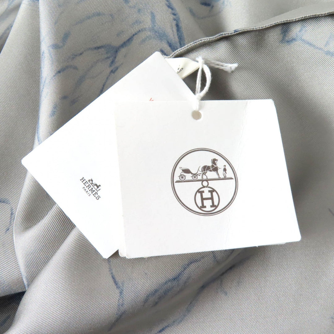HERMES tops Main: 100% silk Gray navy Women 36 Used Authentic