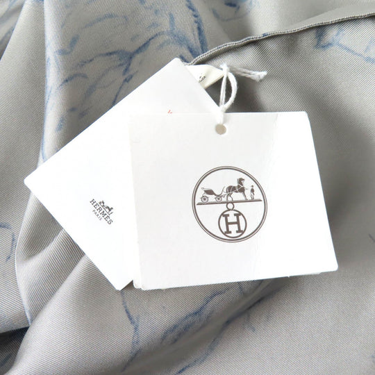 HERMES tops Main: 100% silk Gray navy Women 36 Used Authentic