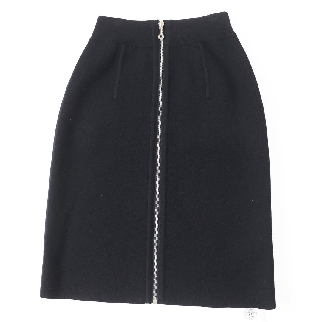 HERMES skirt 3H2300D2 Main: 88% wool, Main: 10% cashmere, Main: 2% polyurethane, Part: 84% wool, Part: 9% cashmere Black Grey Women 34 Used Authentic
