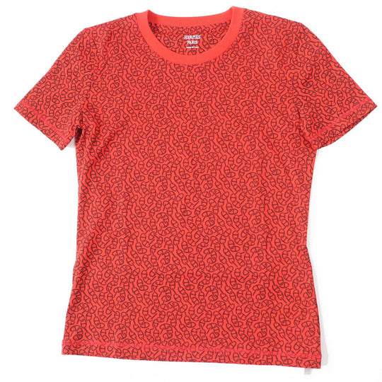 HERMES Short sleeve T-shirt 4E4620DB Main: 100% cotton, part: 98% cotton, part: 2% polyurethane Red brown Women 34 Used Authentic