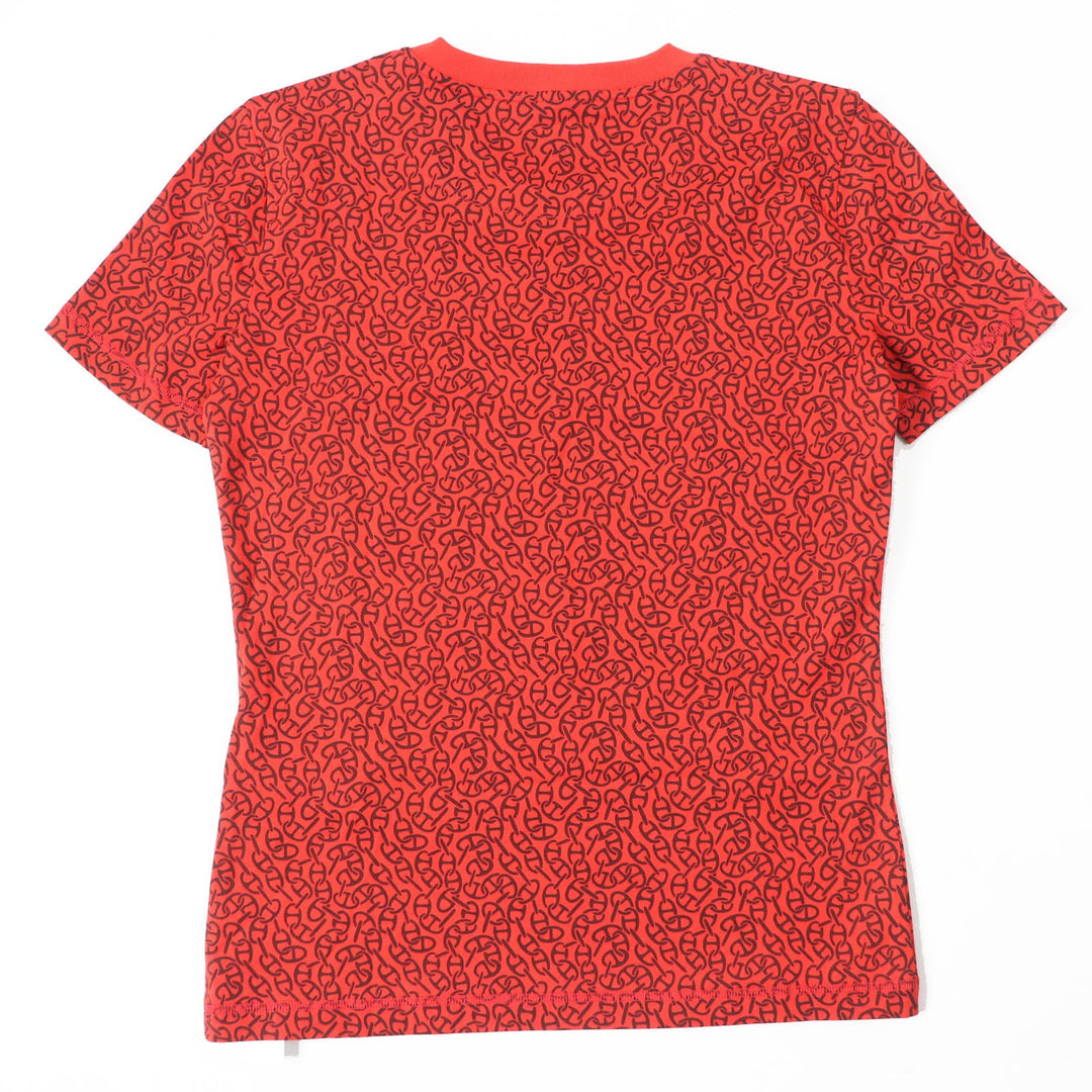 HERMES Short sleeve T-shirt 4E4620DB Main: 100% cotton, part: 98% cotton, part: 2% polyurethane Red brown Women 34 Used Authentic