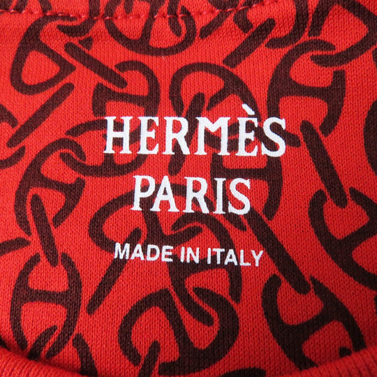 HERMES Short sleeve T-shirt 4E4620DB Main: 100% cotton, part: 98% cotton, part: 2% polyurethane Red brown Women 34 Used Authentic