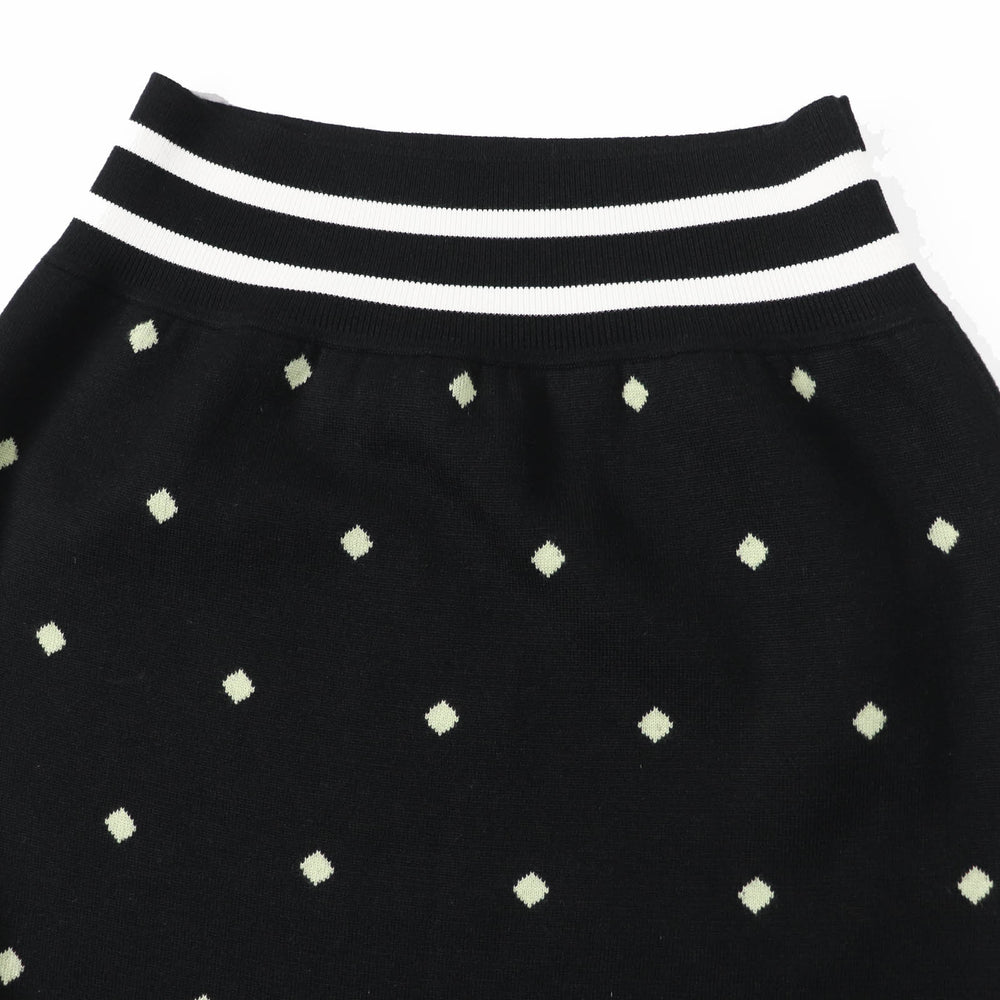 HERMES skirt 2H2302D8 Outer: 45% cashmere, Outer: 45% silk, Outer: 10% polyamide, Part: 48% cashmere, Part: 48% silk Black Light Green White Women 36 Used Authentic