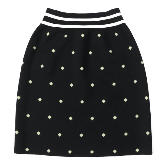 HERMES skirt 2H2302D8 Outer: 45% cashmere, Outer: 45% silk, Outer: 10% polyamide, Part: 48% cashmere, Part: 48% silk Black Light Green White Women 36 Used Authentic