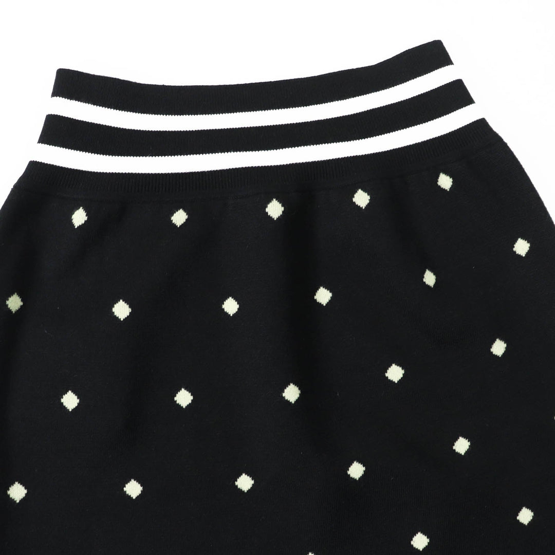 HERMES skirt 2H2302D8 Outer: 45% cashmere, Outer: 45% silk, Outer: 10% polyamide, Part: 48% cashmere, Part: 48% silk Black Light Green White Women 36 Used Authentic