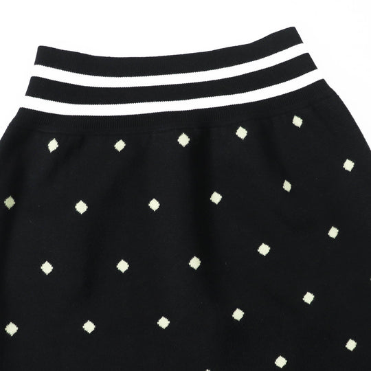 HERMES skirt 2H2302D8 Outer: 45% cashmere, Outer: 45% silk, Outer: 10% polyamide, Part: 48% cashmere, Part: 48% silk Black Light Green White Women 36 Used Authentic