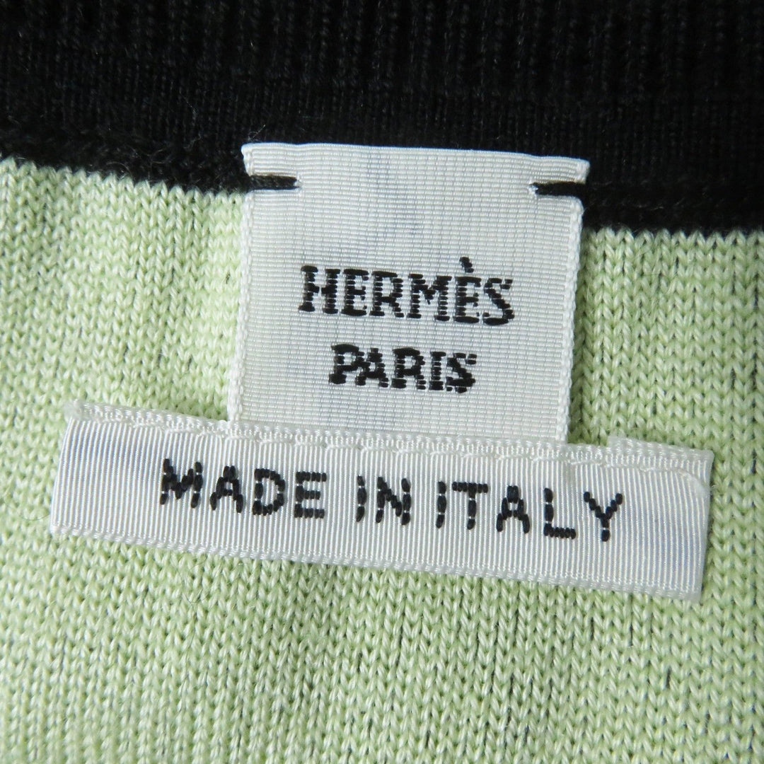 HERMES skirt 2H2302D8 Outer: 45% cashmere, Outer: 45% silk, Outer: 10% polyamide, Part: 48% cashmere, Part: 48% silk Black Light Green White Women 36 Used Authentic