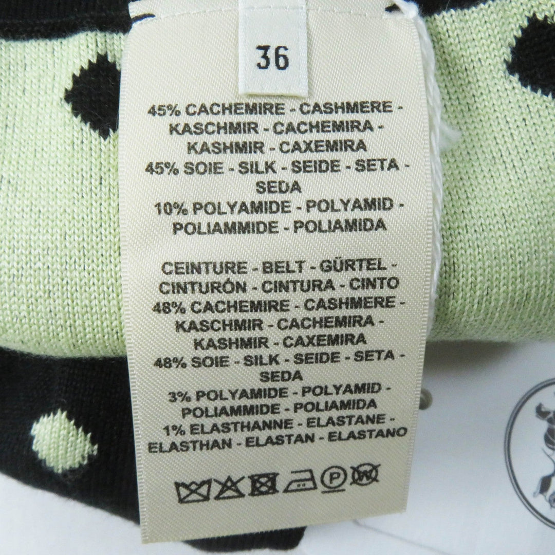 HERMES skirt 2H2302D8 Outer: 45% cashmere, Outer: 45% silk, Outer: 10% polyamide, Part: 48% cashmere, Part: 48% silk Black Light Green White Women 36 Used Authentic