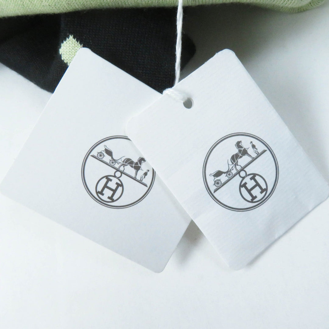 HERMES skirt 2H2302D8 Outer: 45% cashmere, Outer: 45% silk, Outer: 10% polyamide, Part: 48% cashmere, Part: 48% silk Black Light Green White Women 36 Used Authentic