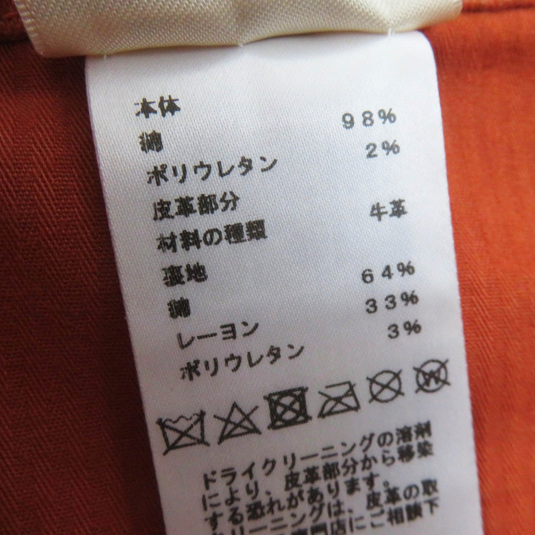 HERMES skirt 2E0350DQ Outer: 98% cotton, Outer: 2% polyurethane, Lining: 64% cotton, Lining: 33% rayon, Lining: 3% polyurethane Orange Crude cell Women 34 Used Authentic