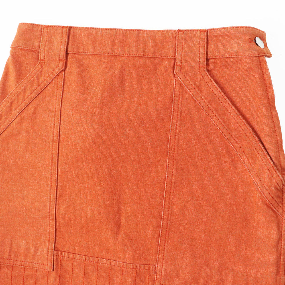 HERMES skirt 2E0350DQ Outer: 98% cotton, Outer: 2% polyurethane, Lining: 64% cotton, Lining: 33% rayon, Lining: 3% polyurethane Orange Crude cell Women 34 Used Authentic