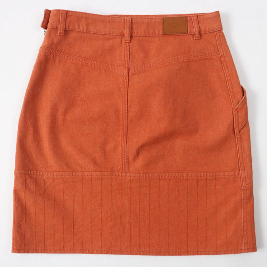 HERMES skirt 2E0350DQ Outer: 98% cotton, Outer: 2% polyurethane, Lining: 64% cotton, Lining: 33% rayon, Lining: 3% polyurethane Orange Crude cell Women 34 Used Authentic