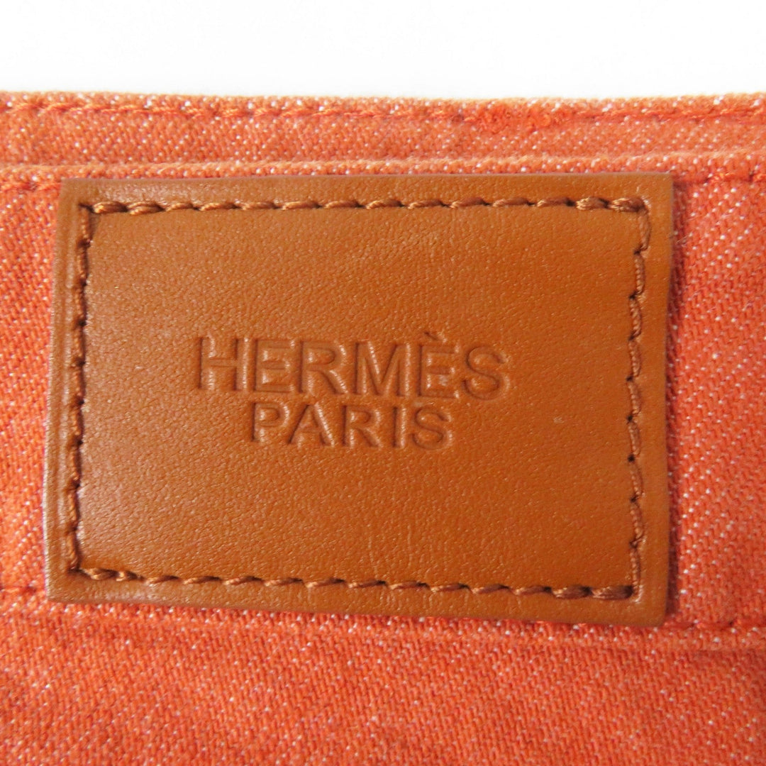 HERMES skirt 2E0350DQ Outer: 98% cotton, Outer: 2% polyurethane, Lining: 64% cotton, Lining: 33% rayon, Lining: 3% polyurethane Orange Crude cell Women 34 Used Authentic