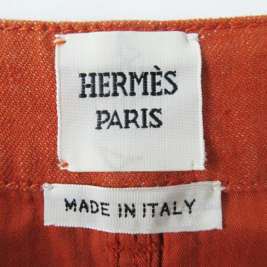 HERMES skirt 2E0350DQ Outer: 98% cotton, Outer: 2% polyurethane, Lining: 64% cotton, Lining: 33% rayon, Lining: 3% polyurethane Orange Crude cell Women 34 Used Authentic