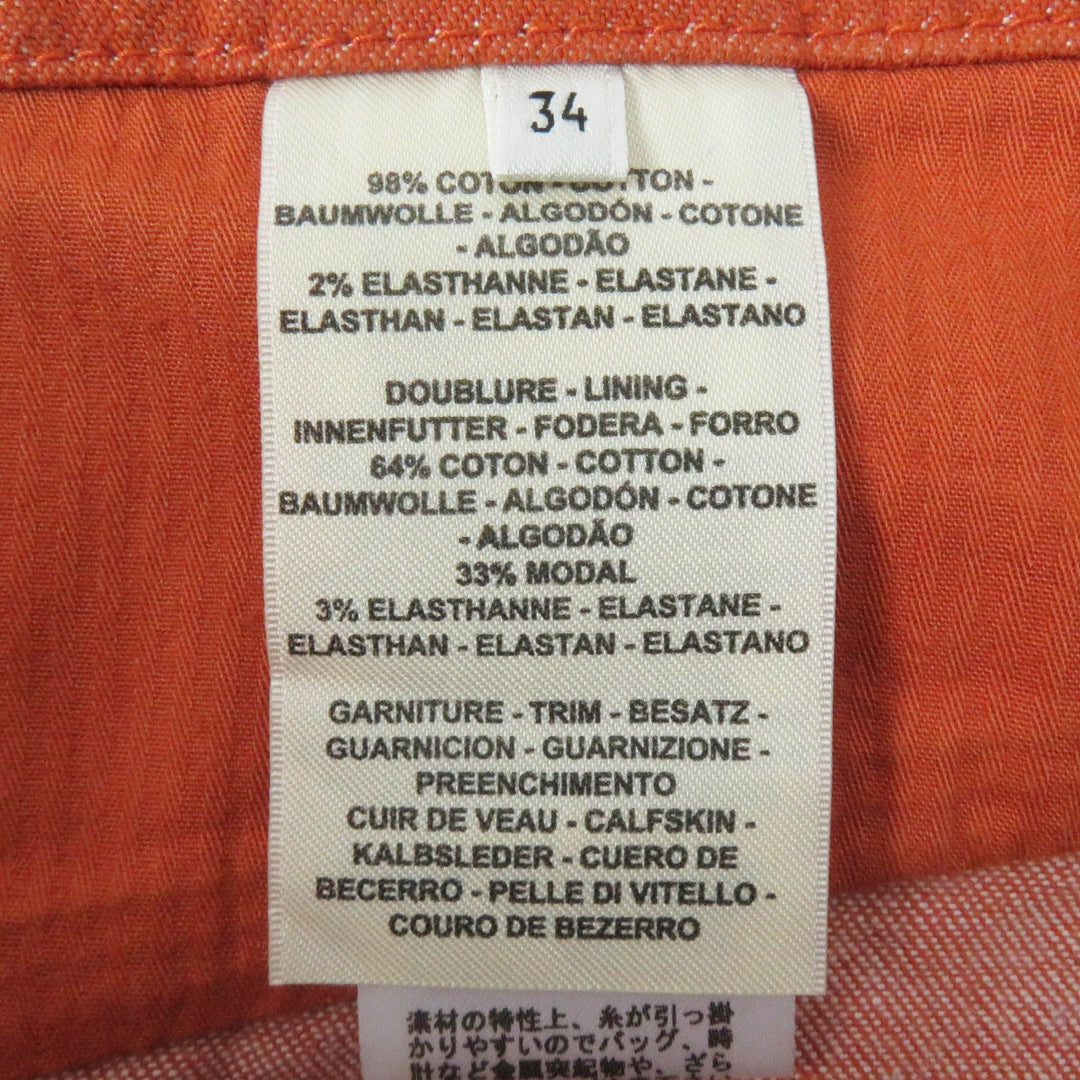 HERMES skirt 2E0350DQ Outer: 98% cotton, Outer: 2% polyurethane, Lining: 64% cotton, Lining: 33% rayon, Lining: 3% polyurethane Orange Crude cell Women 34 Used Authentic