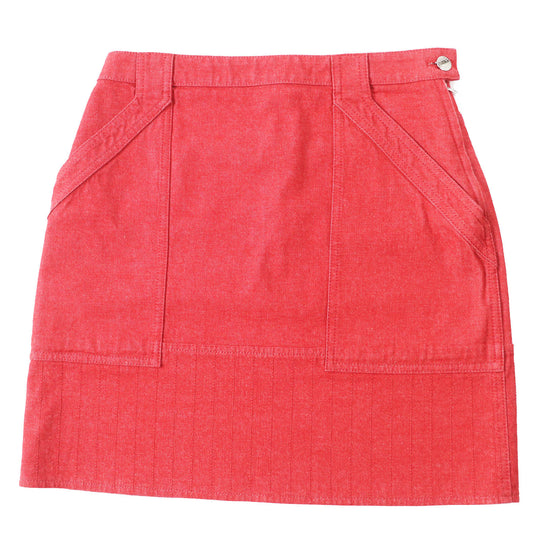 HERMES skirt 2E0350DQ Outer: 98% cotton, Outer: 2% polyurethane, Lining: 64% cotton, Lining: 33% rayon, Lining: 3% polyurethane Red Crude cell Women 38 Used Authentic