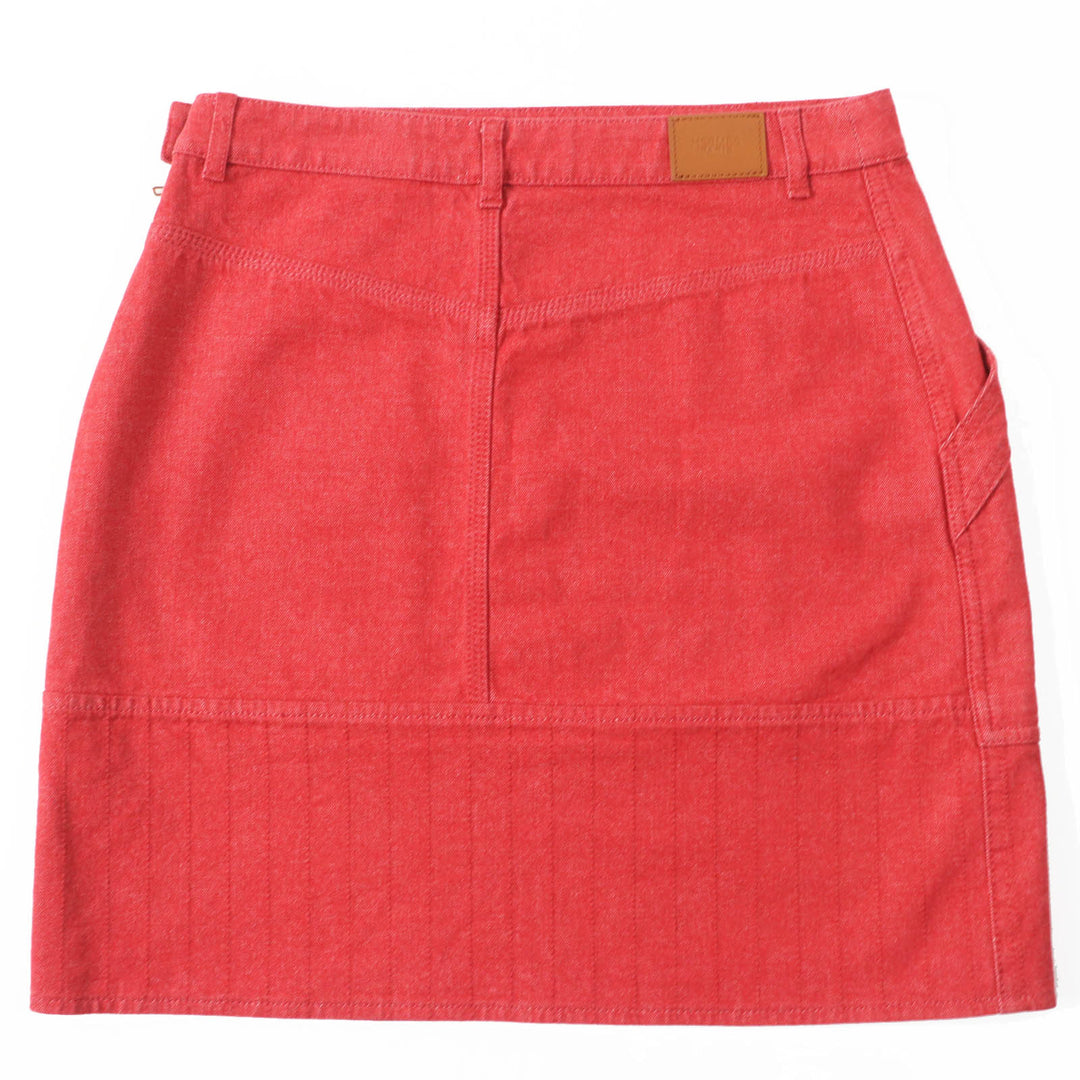 HERMES skirt 2E0350DQ Outer: 98% cotton, Outer: 2% polyurethane, Lining: 64% cotton, Lining: 33% rayon, Lining: 3% polyurethane Red Crude cell Women 38 Used Authentic