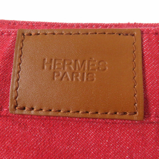 HERMES skirt 2E0350DQ Outer: 98% cotton, Outer: 2% polyurethane, Lining: 64% cotton, Lining: 33% rayon, Lining: 3% polyurethane Red Crude cell Women 38 Used Authentic