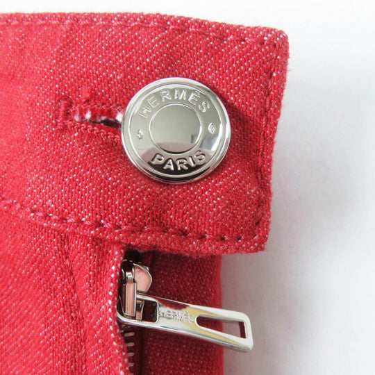 HERMES skirt 2E0350DQ Outer: 98% cotton, Outer: 2% polyurethane, Lining: 64% cotton, Lining: 33% rayon, Lining: 3% polyurethane Red Crude cell Women 38 Used Authentic
