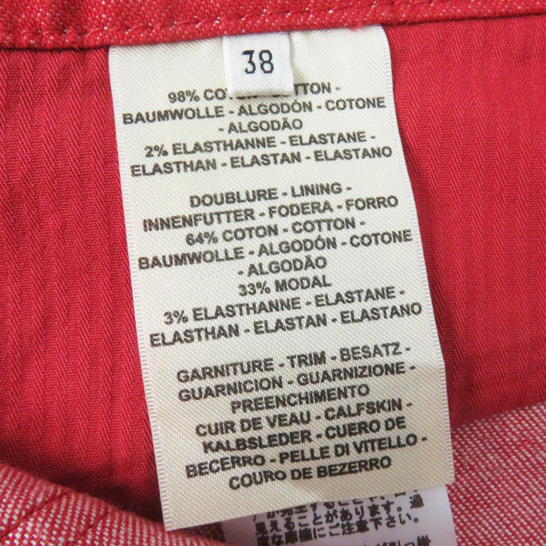 HERMES skirt 2E0350DQ Outer: 98% cotton, Outer: 2% polyurethane, Lining: 64% cotton, Lining: 33% rayon, Lining: 3% polyurethane Red Crude cell Women 38 Used Authentic